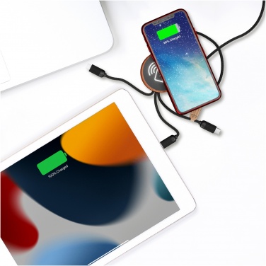 Logo trade promotional giveaway photo of: SCX.design C40 5-in-1 rPET light-up logo charging cable and 10W charging pad