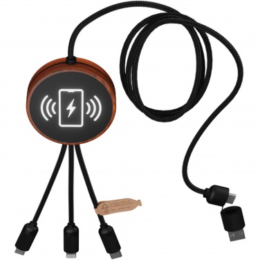 Logo trade advertising product photo of: SCX.design C40 5-in-1 rPET light-up logo charging cable and 10W charging pad