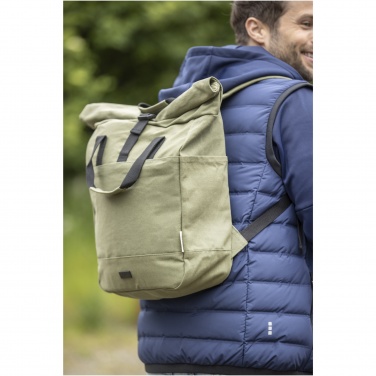 Logo trade promotional giveaway photo of: Joey 15” GRS recycled canvas rolltop laptop backpack 15L