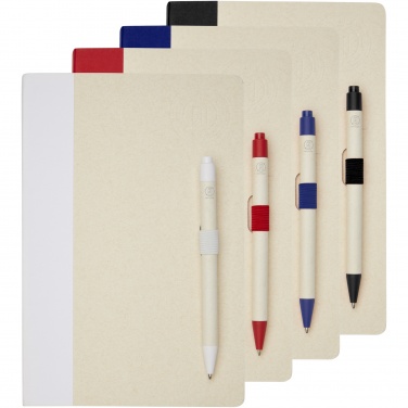 Logo trade business gifts image of: Dairy Dream A5 size reference recycled milk cartons notebook and ballpoint pen set