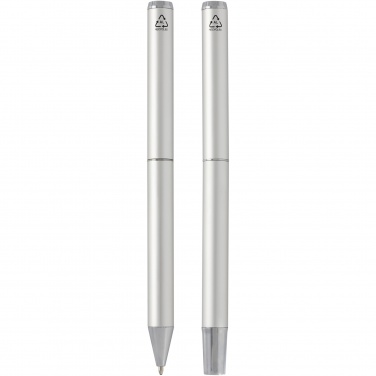 Logo trade advertising products picture of: Lucetto recycled aluminium ballpoint and rollerball pen gift set
