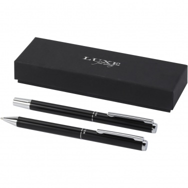 Logo trade promotional merchandise picture of: Lucetto recycled aluminium ballpoint and rollerball pen gift set