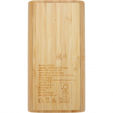 Logotrade promotional gift image of: Tulda 20.000 mAh bamboo power bank