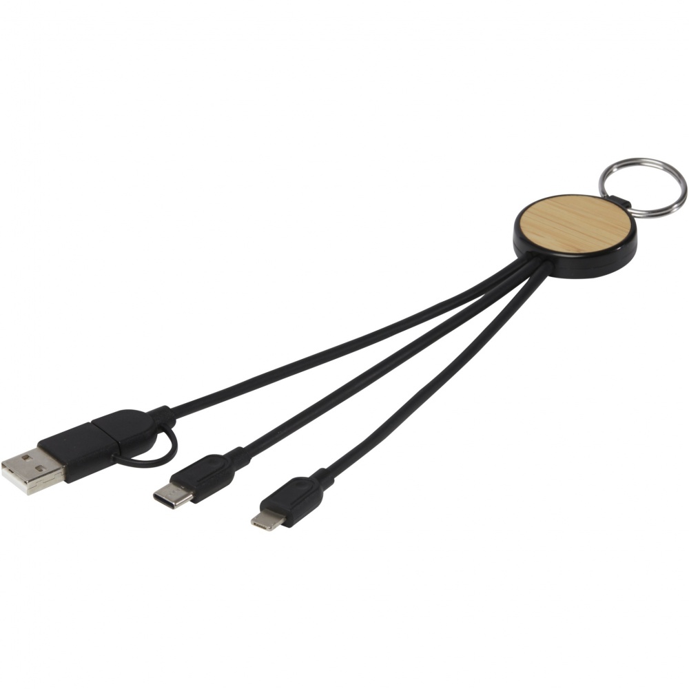 Logotrade corporate gifts photo of: Tecta 6-in-1 recycled plastic/bamboo charging cable with keyring