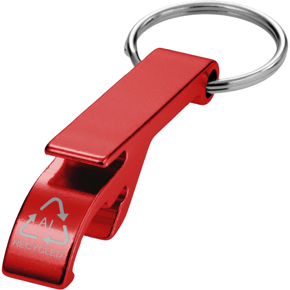 Logotrade promotional item image of: Tao RCS recycled aluminium bottle and can opener with keychain 