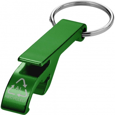 Logo trade corporate gifts picture of: Tao RCS recycled aluminium bottle and can opener with keychain 