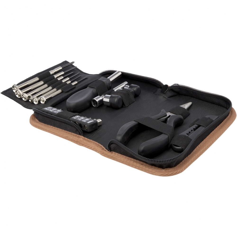 Logo trade promotional merchandise picture of: Spike 24-piece RCS recycled plastic tool set with cork pouch
