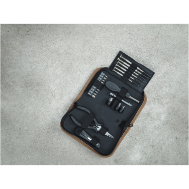 Logo trade advertising products image of: Spike 24-piece RCS recycled plastic tool set with cork pouch