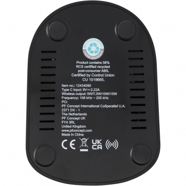 Logo trade promotional item photo of: Loop 15W dual coil RCS recycled plastic wireless charging stand