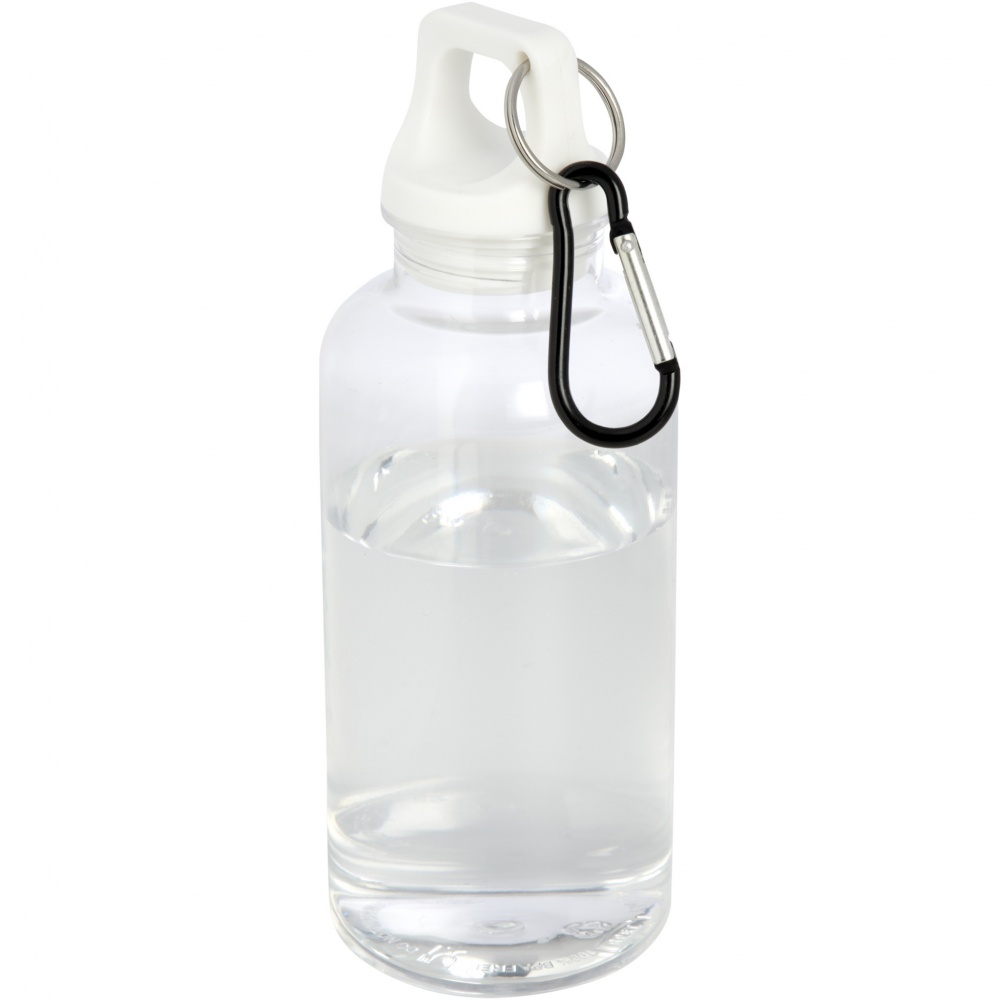 Logotrade advertising product picture of: Oregon 400 ml RCS certified recycled plastic water bottle with carabiner