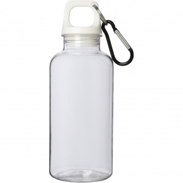 Logo trade promotional products image of: Oregon 400 ml RCS certified recycled plastic water bottle with carabiner