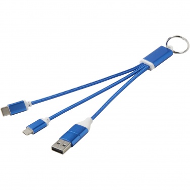 Logotrade corporate gift image of: Metal 4-in-1 recycled aluminium charging cable with keychain