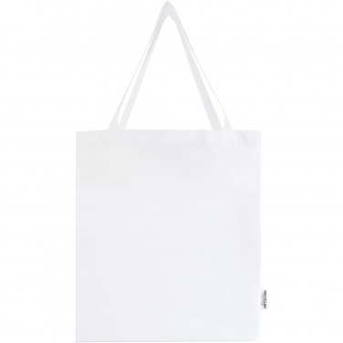 Logo trade promotional giveaways picture of: Madras 140 g/m² GRS recycled cotton gusset tote bag