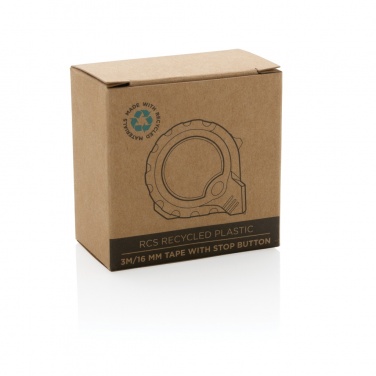 Logotrade promotional item picture of: RCS recycled plastic 3M/16 mm tape with stop button