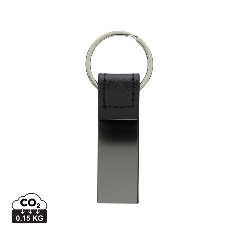 Logo trade business gifts image of: Luxury PU keychain RCS recycled zinc alloy