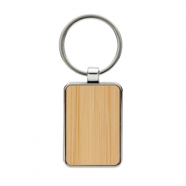 Logo trade promotional products picture of: RCS recycled zinc alloy rectangle keychain with bamboo