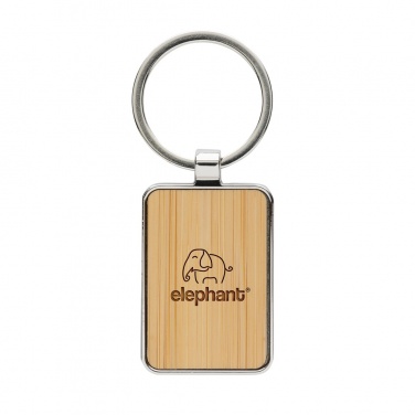 Logo trade promotional items picture of: RCS recycled zinc alloy rectangle keychain with bamboo