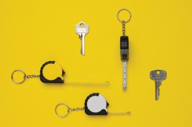 Logo trade promotional merchandise photo of: MeasureMate RCS reycled ABS 1 meter tape keychain