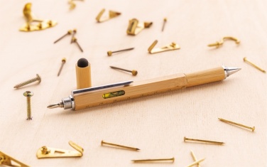 Logo trade promotional giveaways image of: Bamboo 5-in-1 toolpen