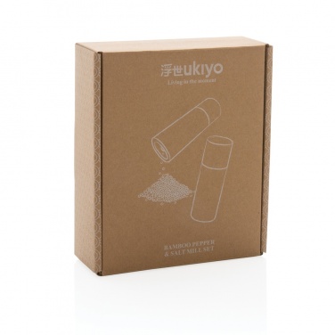 Logo trade promotional giveaways image of: Ukiyo bamboo salt and pepper mill set