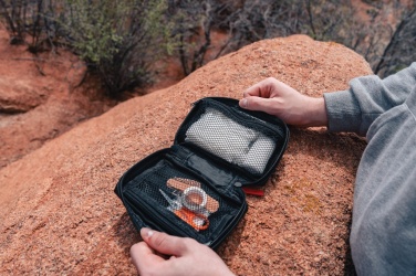 Logo trade promotional merchandise photo of: RCS recycled nubuck PU pouch  first aid set