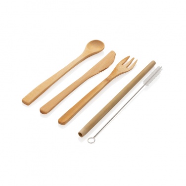 Logo trade promotional merchandise photo of: Reusable bamboo travel cutlery set
