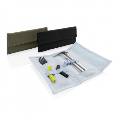 Logo trade promotional gifts picture of: Tierra 2pcs straw and cutlery set in pouch