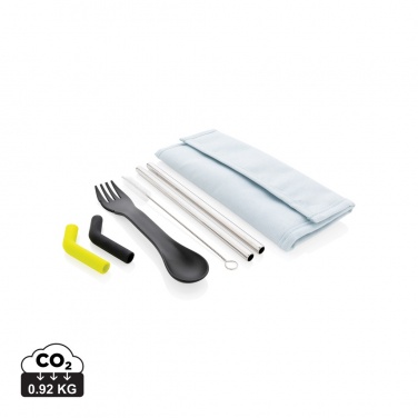 Logo trade promotional merchandise image of: Tierra 2pcs straw and cutlery set in pouch