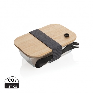 Logo trade promotional items image of: Glass lunchbox with bamboo lid