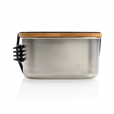 Logo trade advertising product photo of: Stainless steel lunchbox with bamboo lid and spork