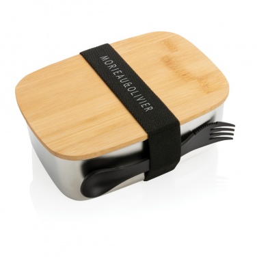 Logotrade promotional merchandise photo of: Stainless steel lunchbox with bamboo lid and spork