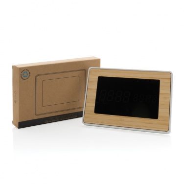 Logo trade advertising product photo of: Utah RCS recycled plastic and bamboo LED clock