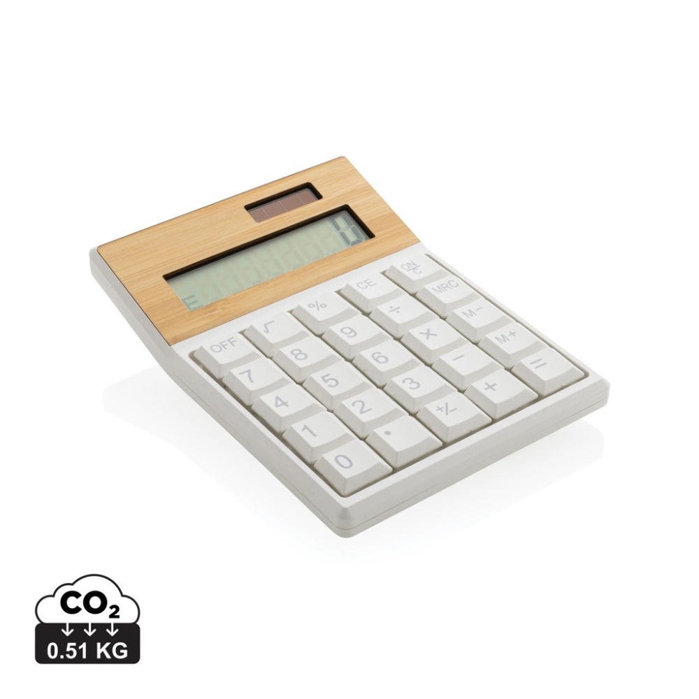 Logo trade promotional giveaway photo of: Utah RCS recycled plastic and  bamboo calculator