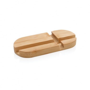 Logo trade promotional giveaways image of: Bamboo tablet and phone holder