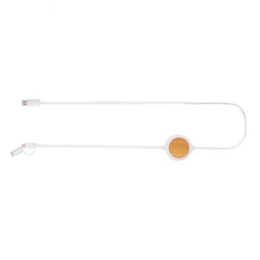 Logotrade promotional giveaway image of: 3-in-1 cable with 5W bamboo wireless charger