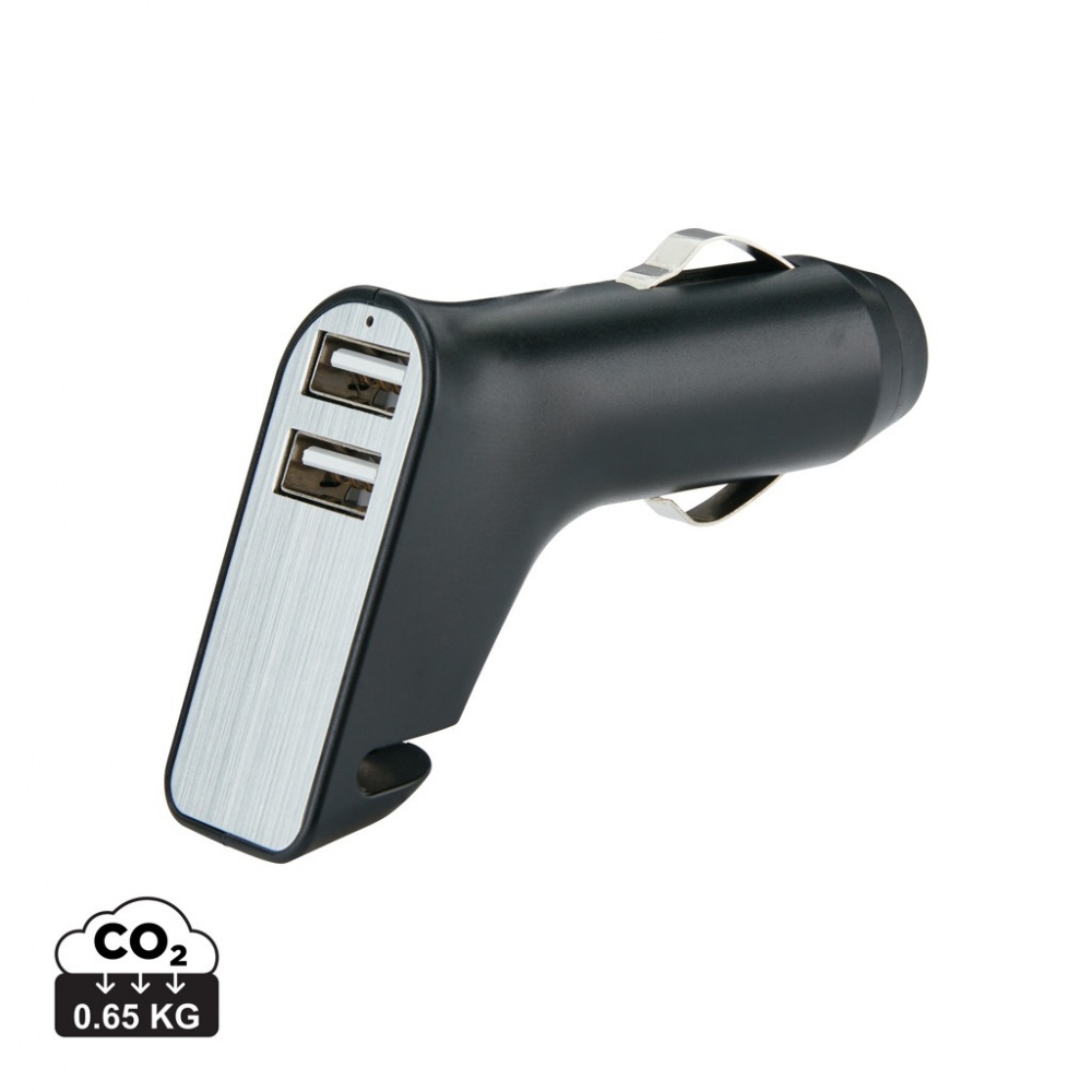Logo trade promotional gift photo of: Dual port car charger with belt cutter and hammer
