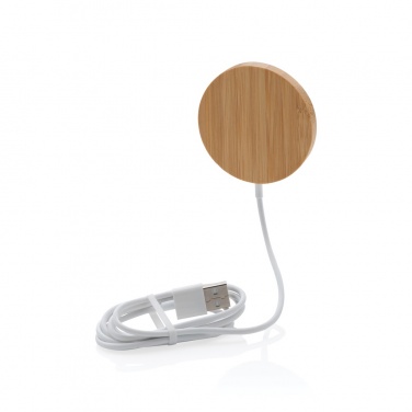 Logo trade corporate gifts picture of: 10W bamboo magnetic wireless charger
