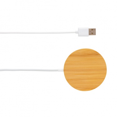 Logo trade promotional products picture of: 10W bamboo magnetic wireless charger