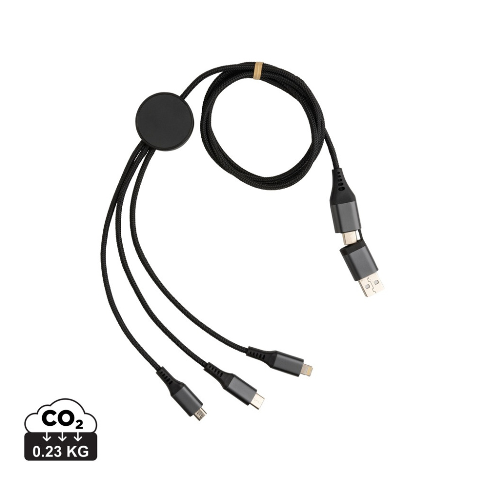 Logo trade promotional merchandise photo of: Terra RCS recycled aluminium 120cm 6-in-1 cable