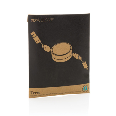 Logo trade promotional merchandise image of: Terra RCS recycled aluminium retractable 6 in 1 cable