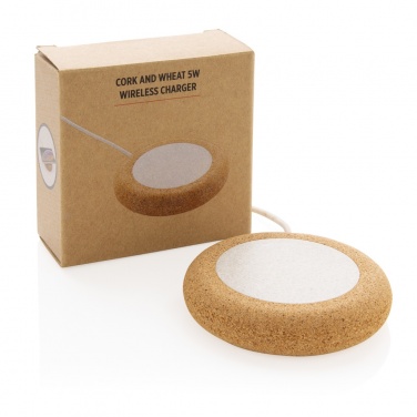 Logotrade promotional gift image of: Cork and Wheat 5W wireless charger
