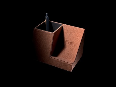 Logo trade promotional items image of: Cork pen holder and 5W wireless charger