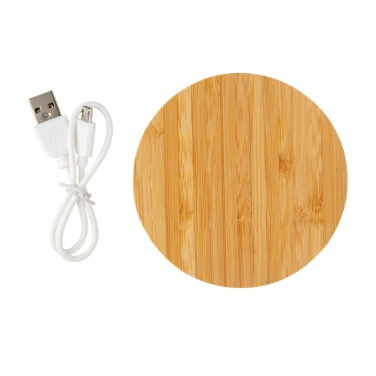 Logotrade promotional giveaway image of: Bamboo 5W round wireless charger