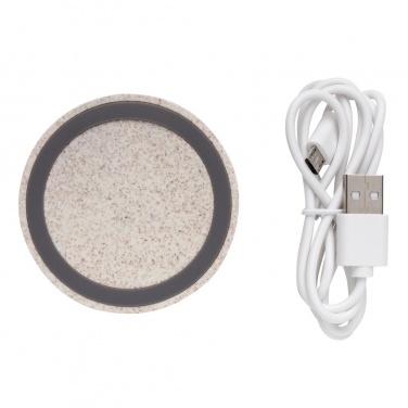 Logo trade promotional product photo of: Wheat Straw 5W round wireless charging pad