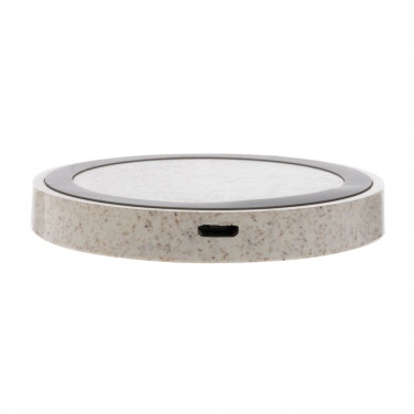 Logotrade promotional giveaway image of: Wheat Straw 5W round wireless charging pad