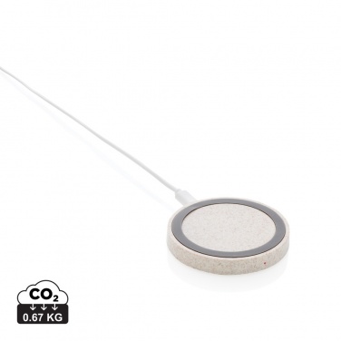 Logo trade promotional items image of: Wheat Straw 5W round wireless charging pad