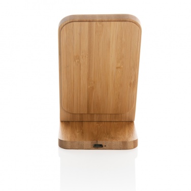 Logo trade promotional giveaways image of: Bamboo 5W wireless charging stand