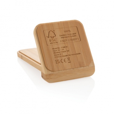 Logo trade promotional merchandise image of: Bamboo 5W wireless charging stand