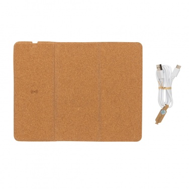 Logo trade advertising products picture of: 10W wireless charging cork mousepad and stand