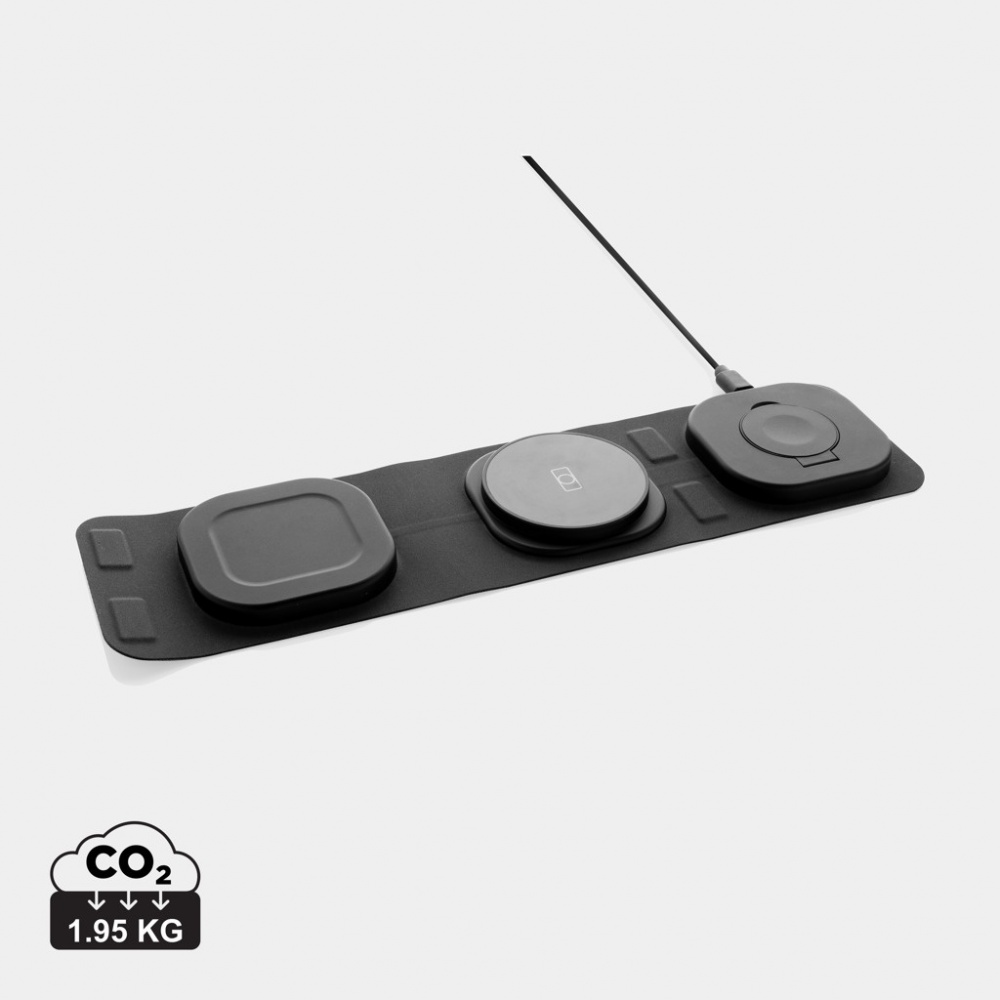 Logo trade advertising products picture of: Swiss Peak RCS rplastic 3-in-1 wireless 15W travel charger
